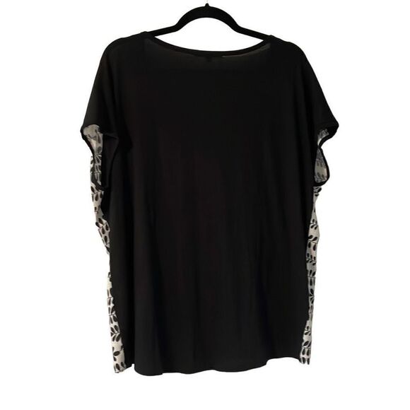 GAP bird and vine print front solid back cap sleeve tee or shell size L - Picture 5 of 8